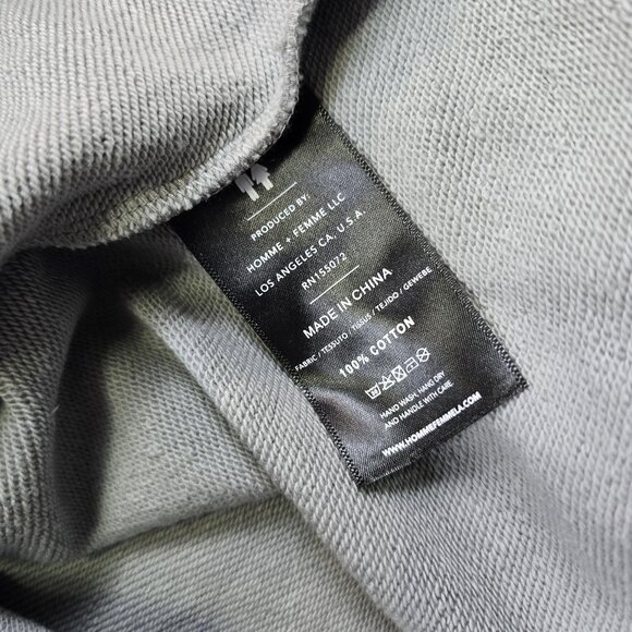 Homme + Femme Hoodie Unisex 3XL Gray Oversized Raw Hem Cotton Sweatshirt - Picture 9 of 12